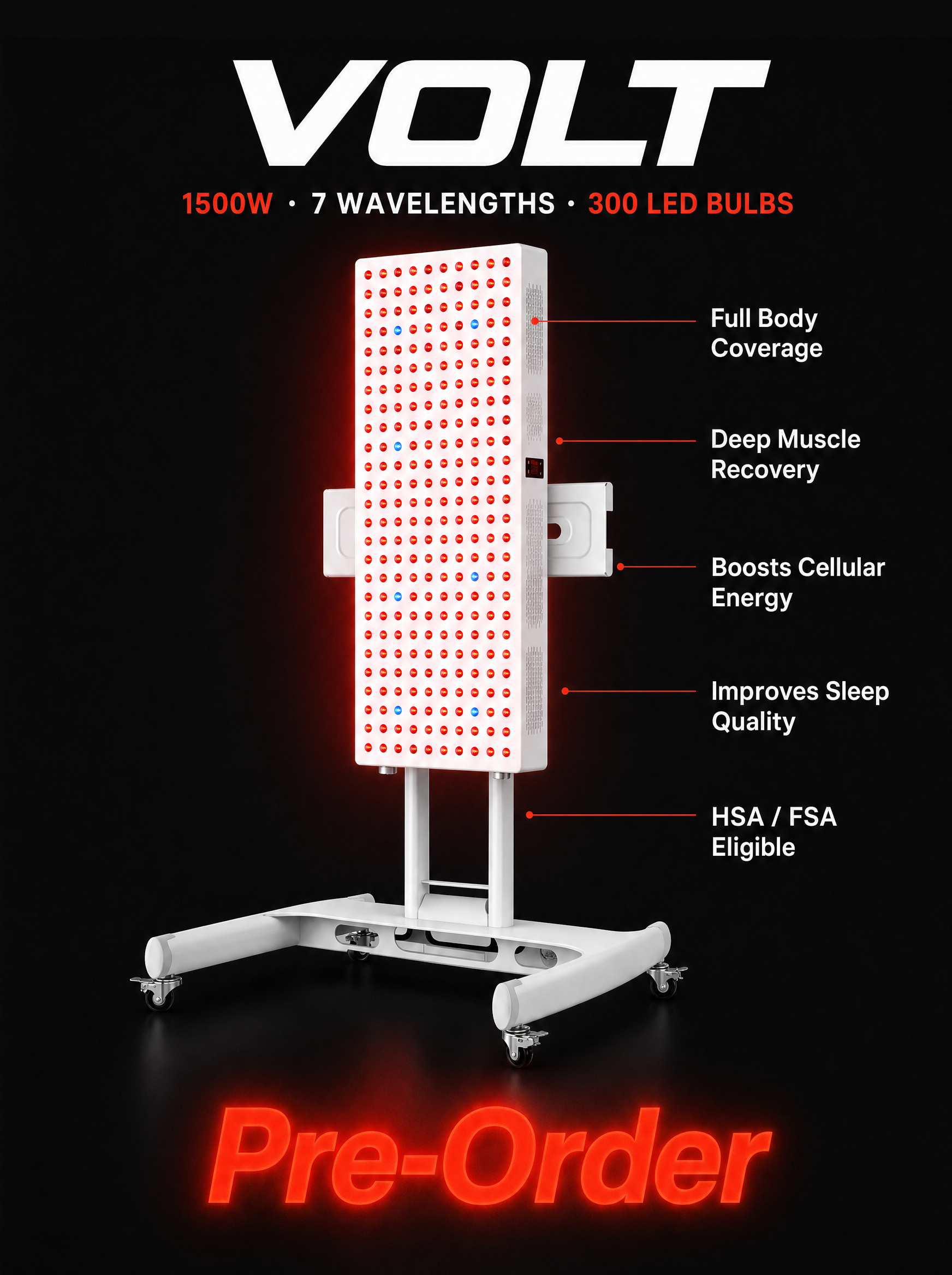 1500W Full Body Red Light Therapy Panel — Founder Edition